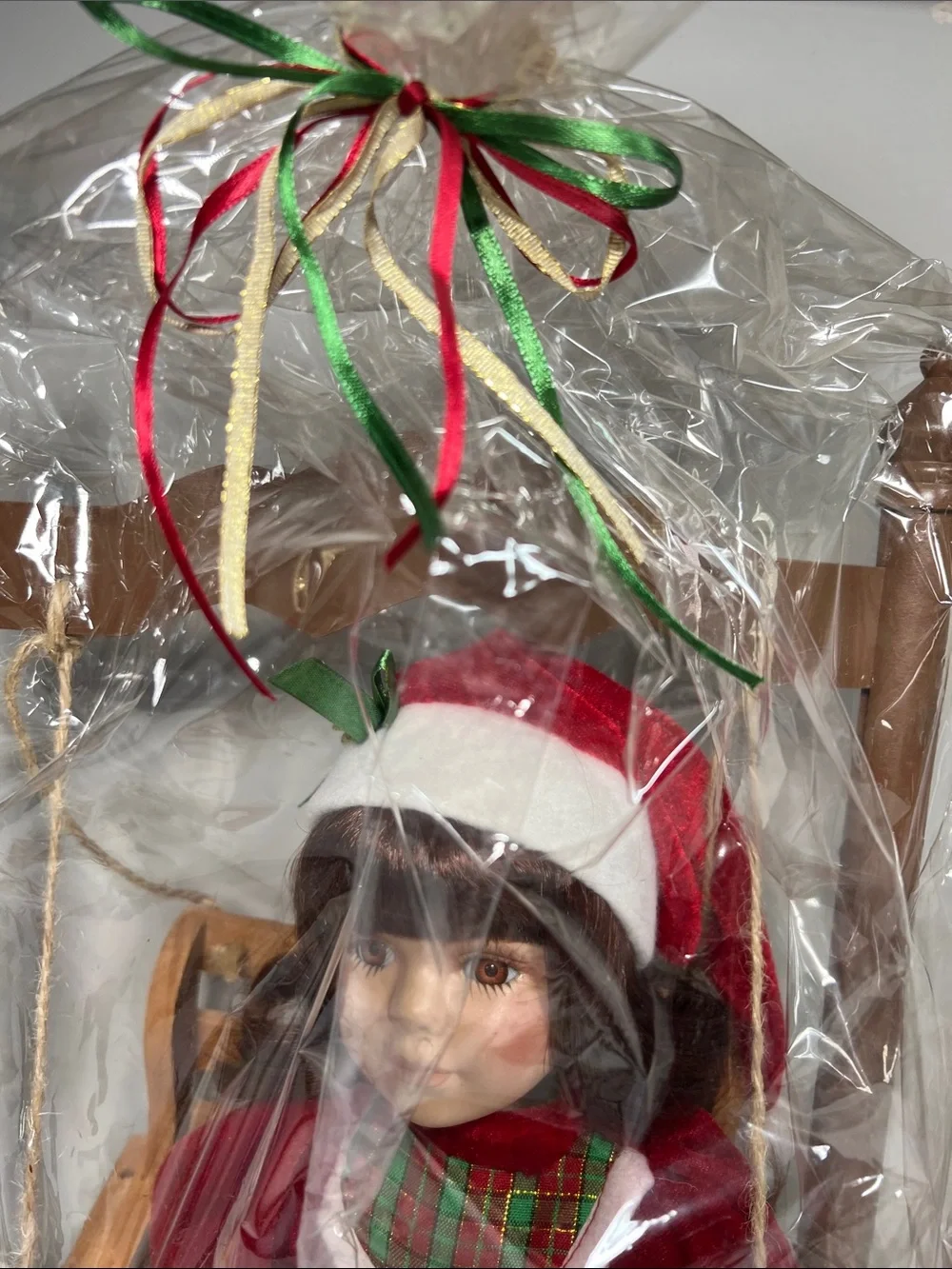 CHRISTMAS DOLL ON SWING / Doll Vignette/ 16 inch doll on a swing New 2000-2009